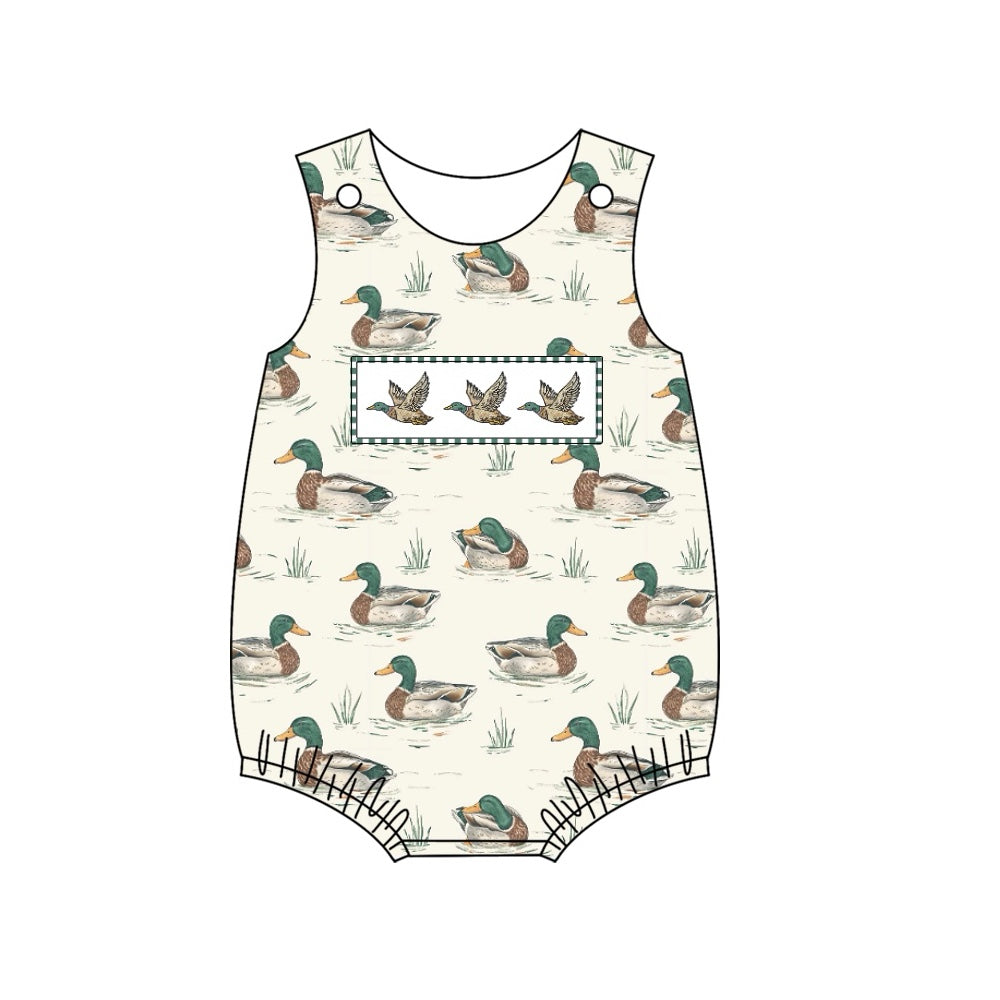 Baby Infant Boys Mallard Ducks Sleeveless Rompers preorder