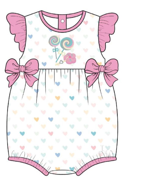 Baby Infant Girls Candy Hearts Bows Rompers preorder