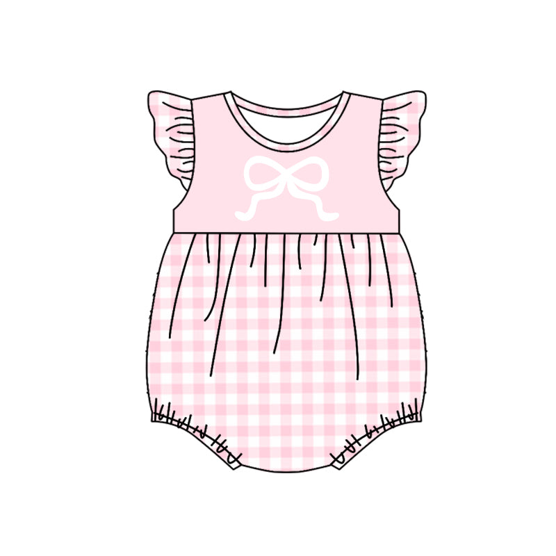 Baby Infant Girls Bow Pink Flutter Sleeve Rompers preorder