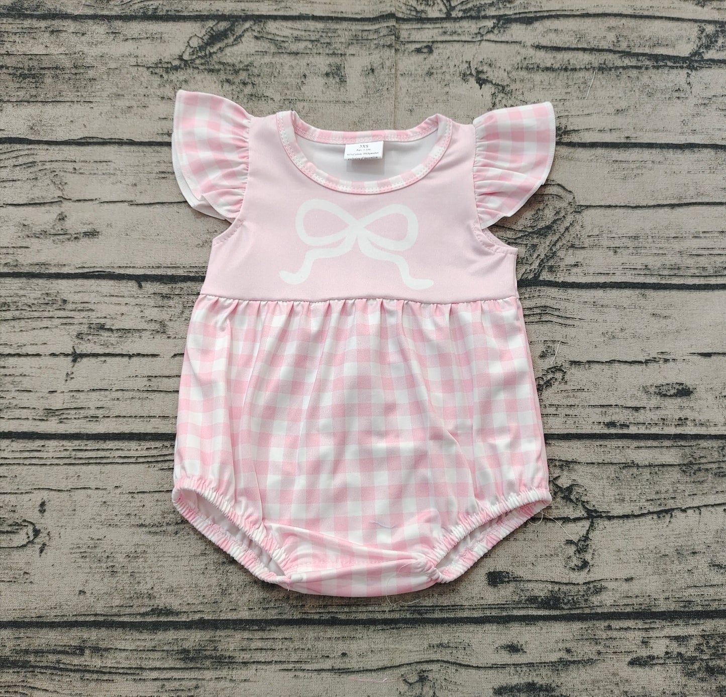 Baby Infant Girls Bow Pink Flutter Sleeve Rompers