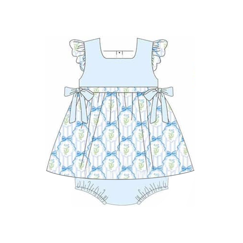 Baby Infant Girls Green Bows Bummie Rompers preorder