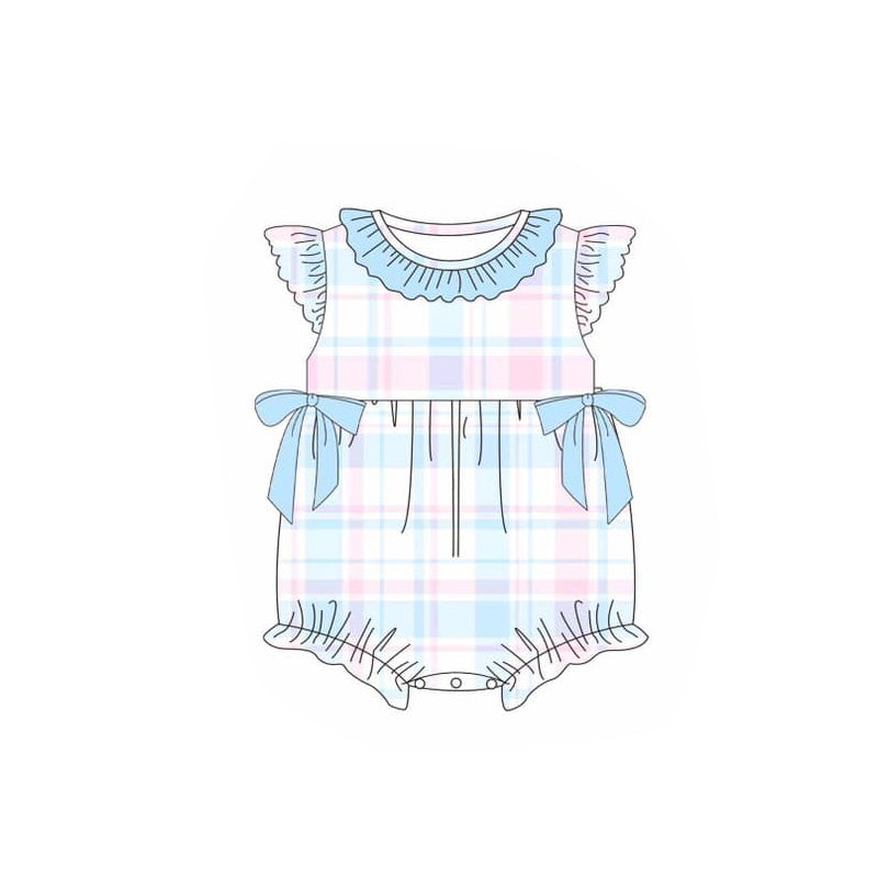 Baby Infant Girls Colorful Checkered Bows Rompers preorder