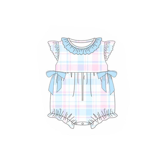 Baby Infant Girls Colorful Checkered Bows Rompers preorder