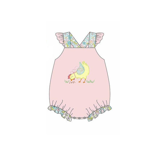 Baby Infant Girls Chicken Floral Straps Rompers preorder