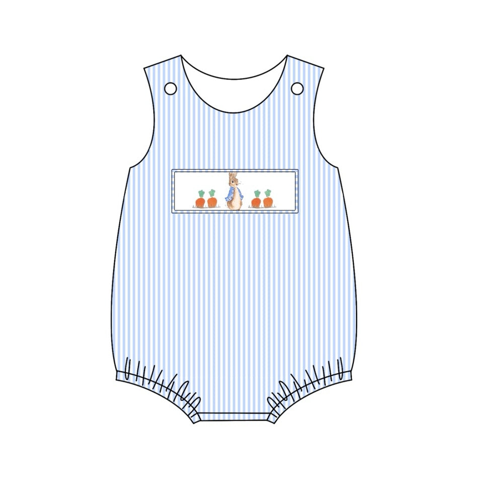 Baby Infant Boys Easter Rabbit Carrots Sleeveless Rompers preorder