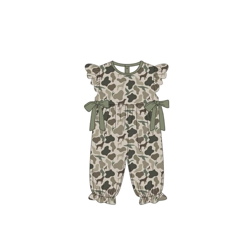 Baby Infant Girls Kids Camouflage Dogs Bows Rompers preorder