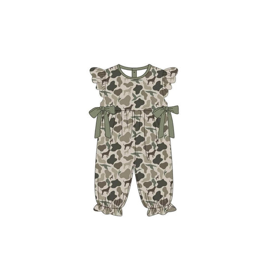 Baby Infant Girls Kids Camouflage Dogs Bows Rompers preorder