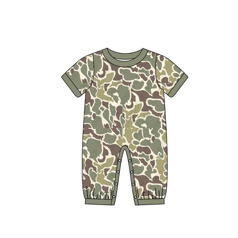 Baby Infant Boys Green Camouflage Short Sleeve Rompers preorder