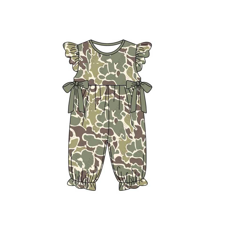 Baby Infant Girls Green Camouflage Bows Rompers preorder