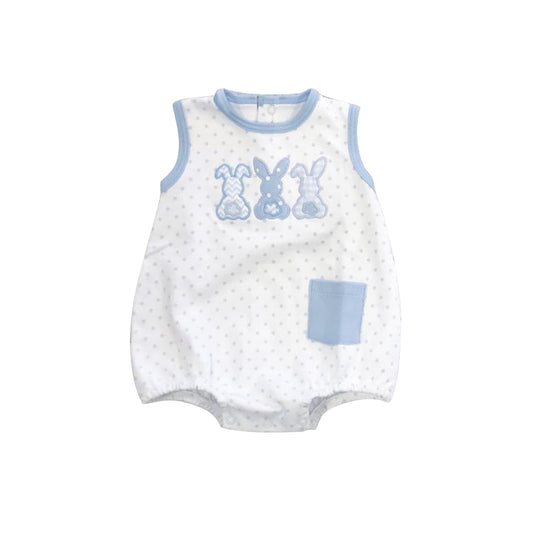 Baby Infant Boys Easter Rabbits Pocket Sleeveless Rompers preorder