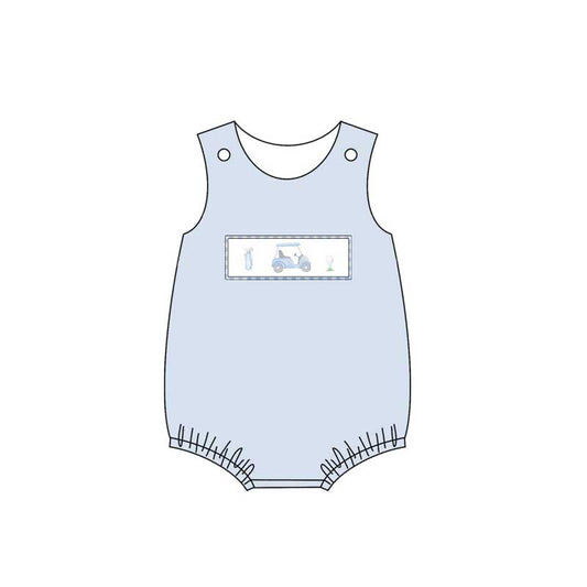 Baby Infant Boys Blue Golf Carts Sleeveless Rompers preorder