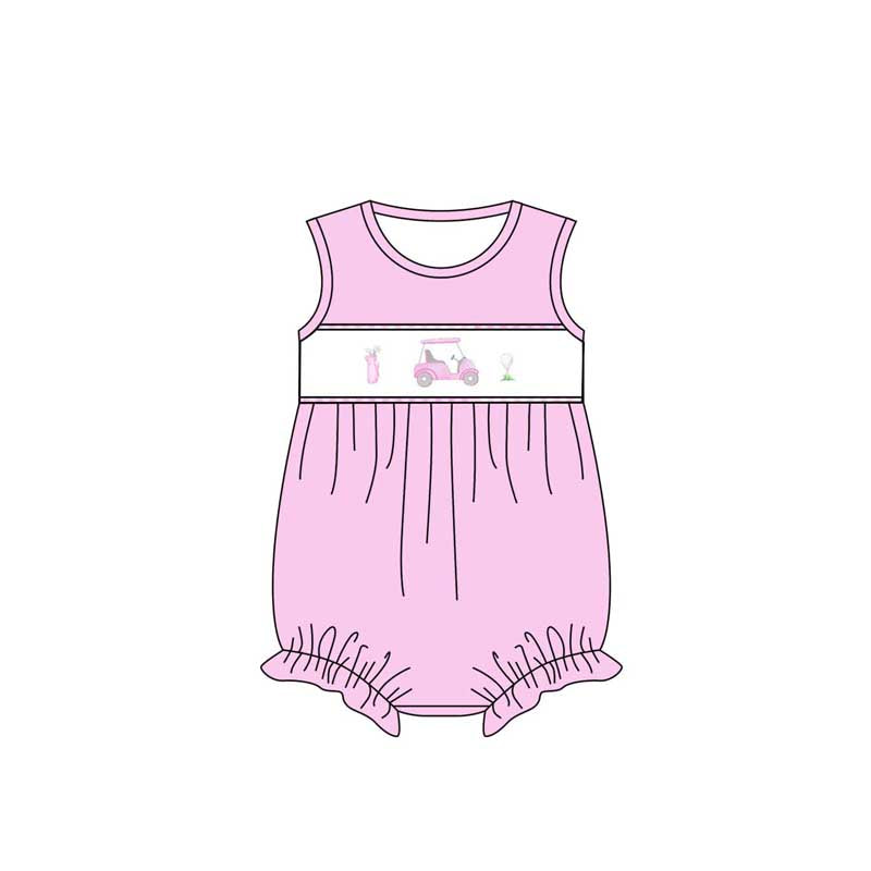 Baby Infant Girls Pink Golf Carts Sleeveless Rompers preorder