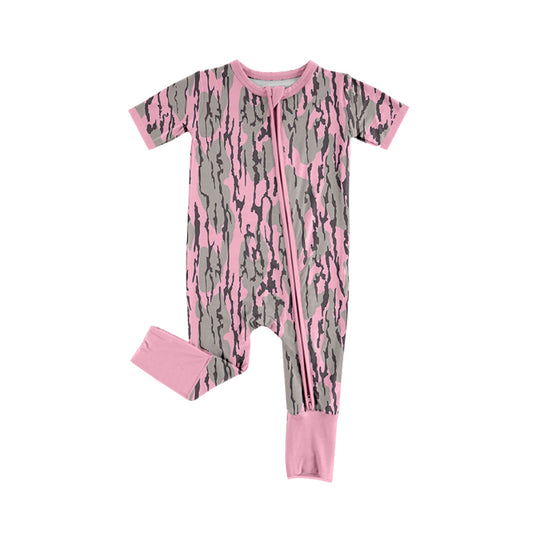 Baby Infant Girls Pink Bottomland Camouflage Zip Rompers preorder