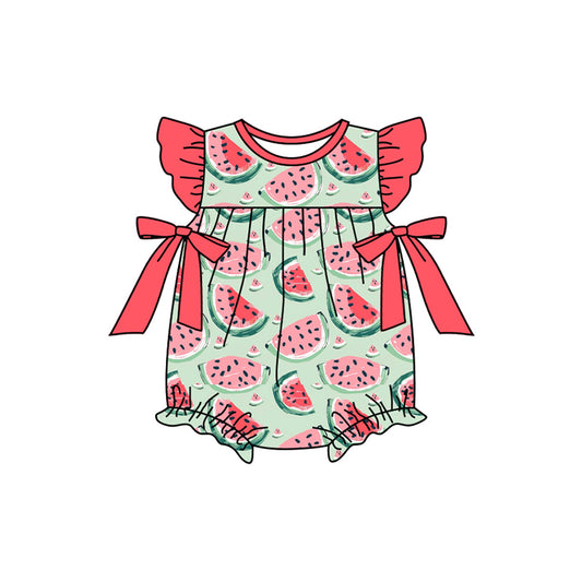 Baby Infant Girls Summer Watermelon Bows Rompers preorder