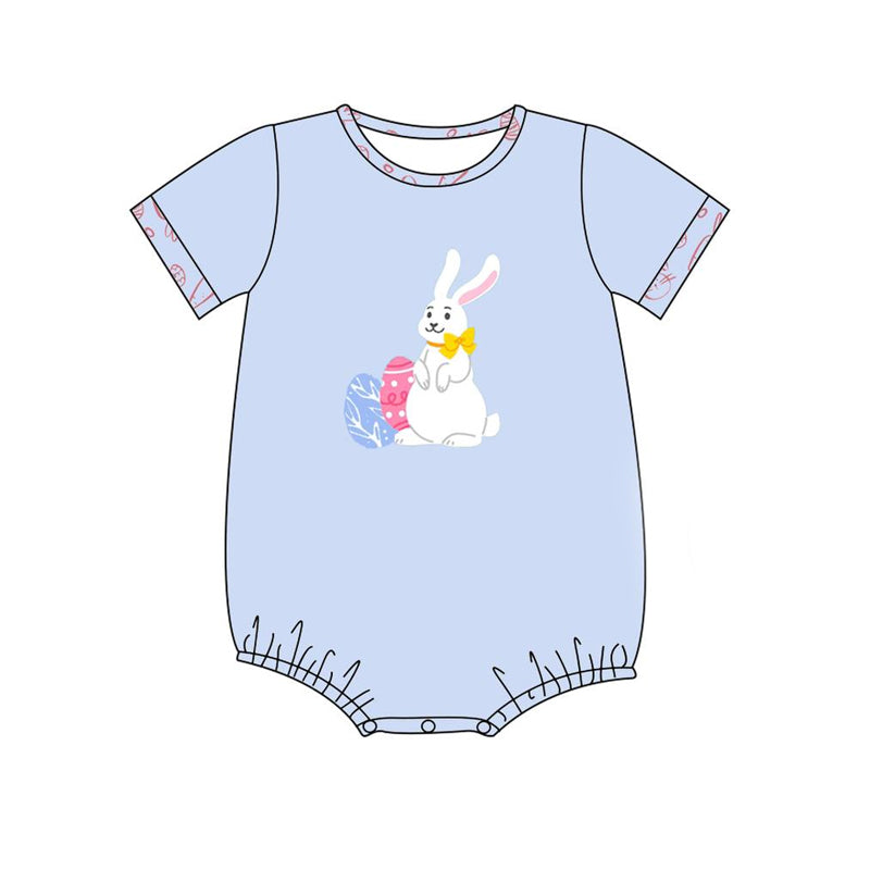 Baby Infant Boys Easter Blue Rabbit Eggs Rompers preorder