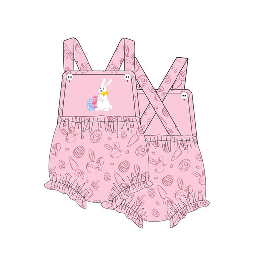 Baby Infant Girls Easter Pink Rabbit Eggs Straps Rompers preorder