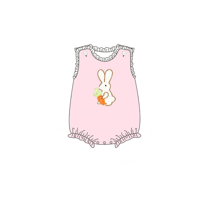 Baby Infant Girls Easter Pink Rabbits Carrot Rompers preorder