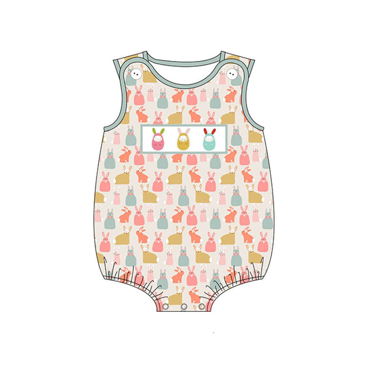 Baby Infant Boys Easter Rabbits Sleeveless Rompers preorder