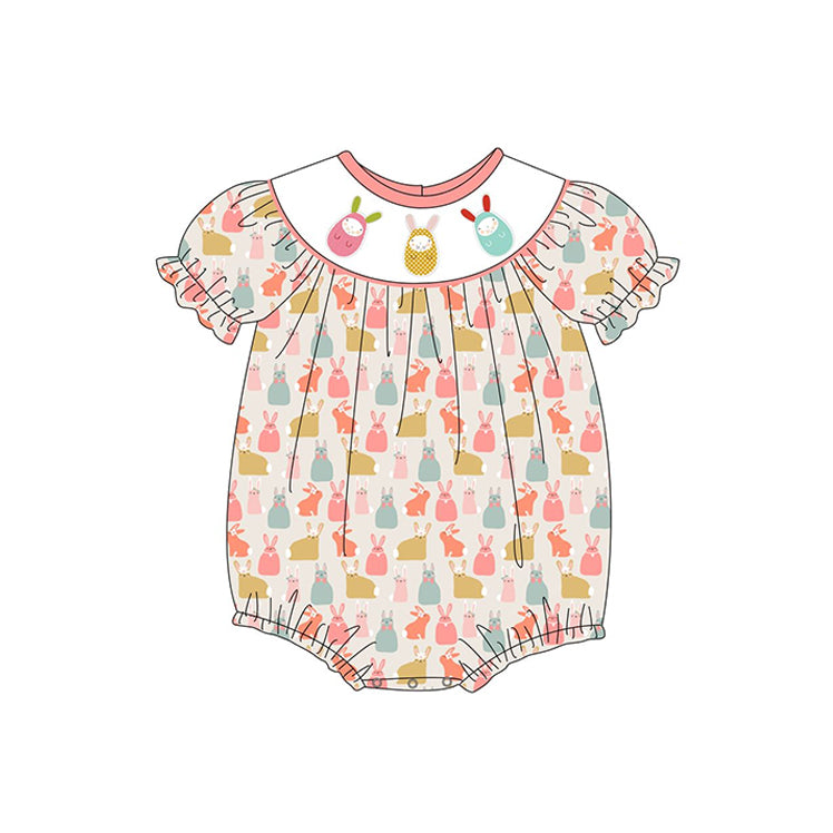 Baby Infant Girls Easter Rabbits Short Sleeve Rompers preorder