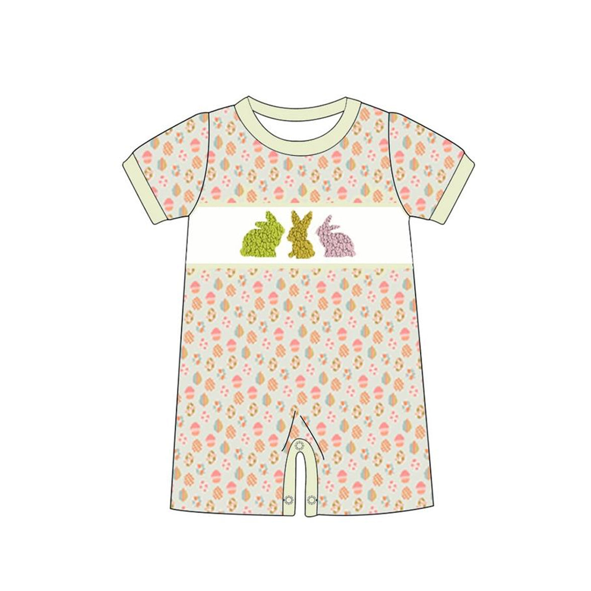 Baby Infant Boys Easter Green Eggs Rabbits Rompers preorder