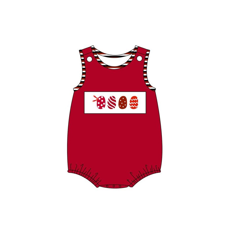 Baby Infant Boys Easter Red Eggs Sleeveless Rompers preorder