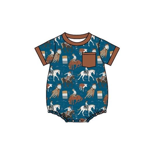 Baby Infant Boys Western Rodeo Pocket Rompers preorder