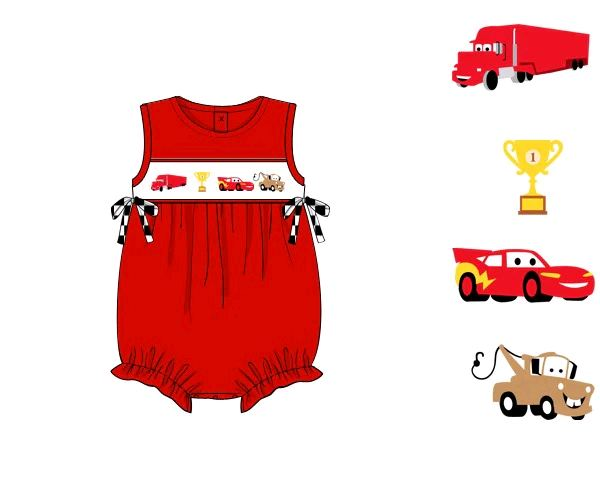 Baby Infant Girls Racing Cars Bows Rompers preorder