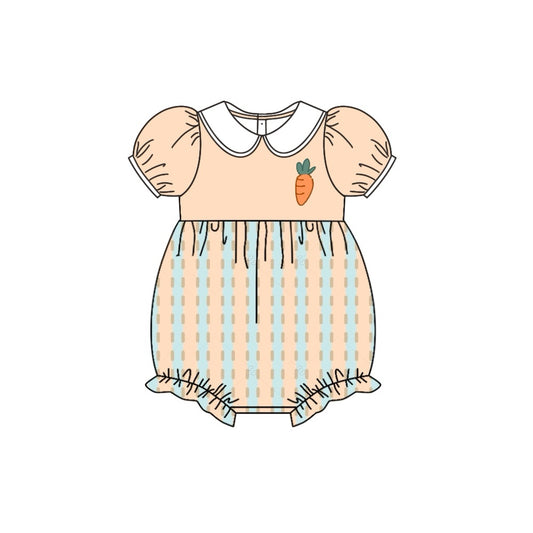 Baby Infant Girls Easter Carrot Short Sleeve Rompers preorder