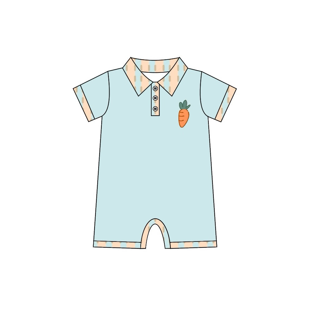 Baby Infant Boys Easter Carrot Short Sleeve Rompers preorder