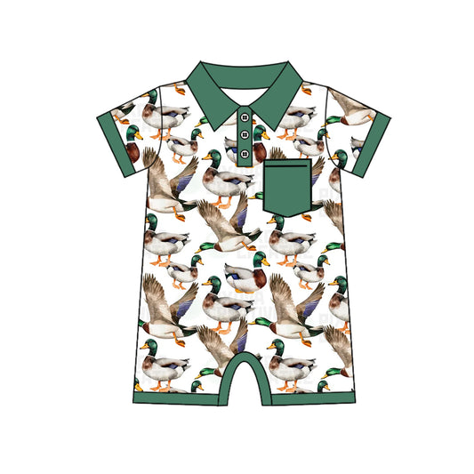 Baby Infant Boys Mallard Ducks Hunting Short Sleeve Rompers preorder