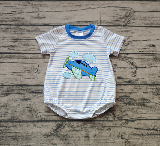 Baby Infant Boys Plane Stripes Short Sleeve Rompers preorder