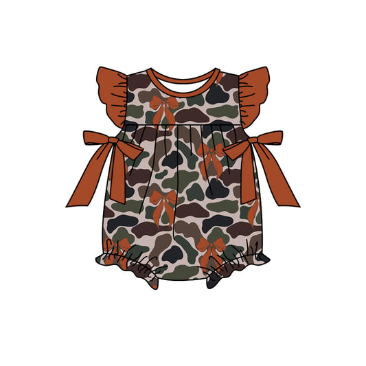 Baby Infant Girls Camo Brown Bows Rompers preorder