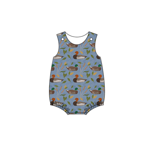 Baby Infant Boys Blue Mallard Ducks Sleeveless Rompers preorder