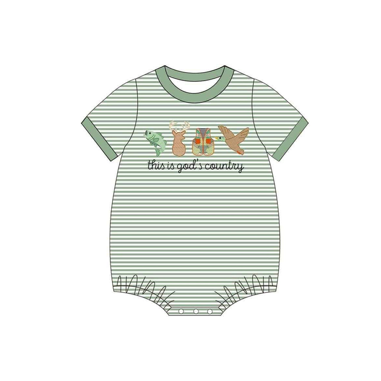 Baby Infant Boys God Country Short Sleeve Rompers preorder