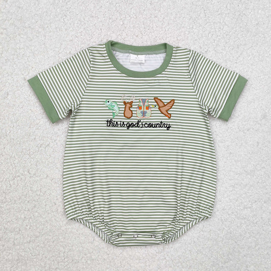 Baby Infant Boys God Country Short Sleeve Rompers