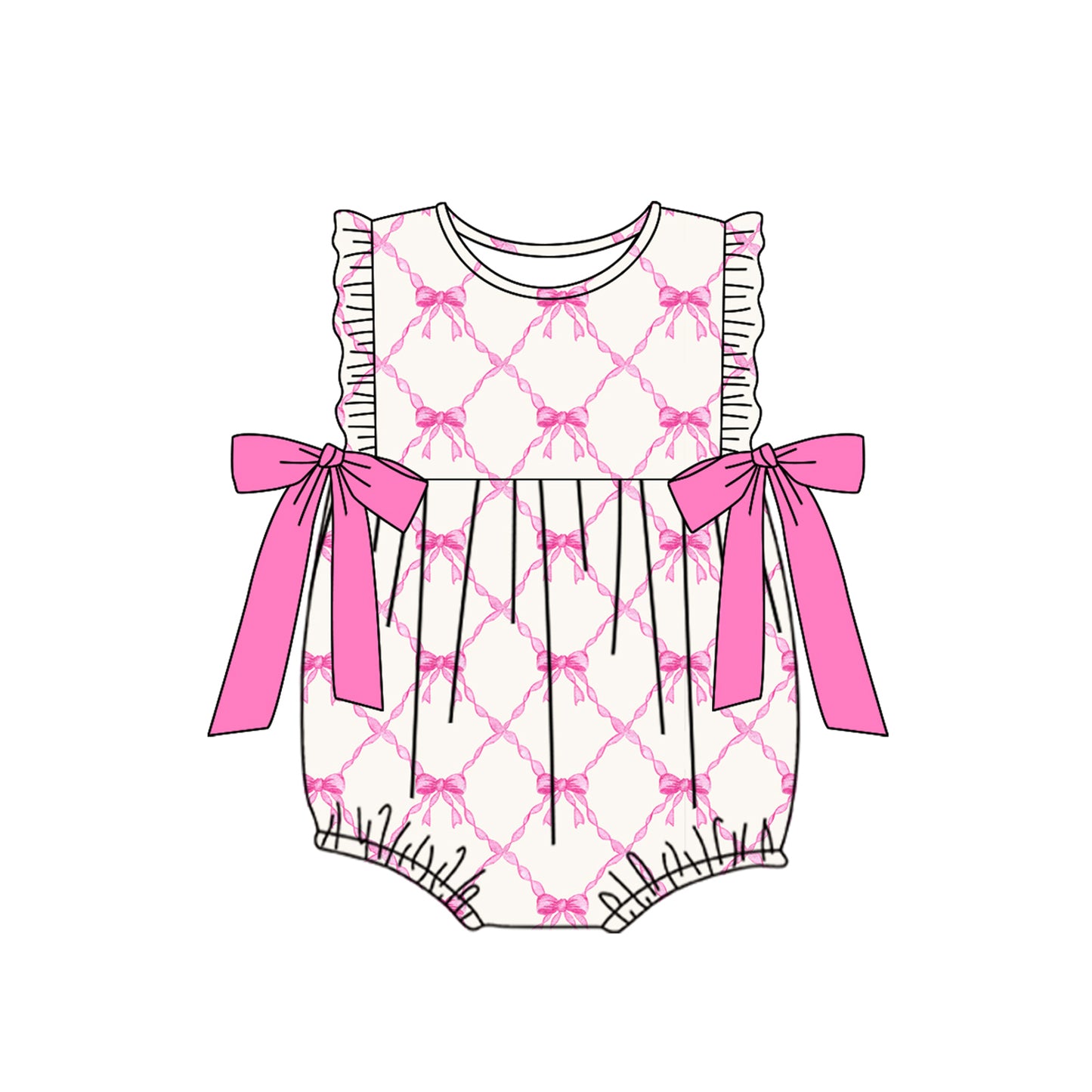 Baby Infant Girls Pink Bows Sleeveless Rompers preorder