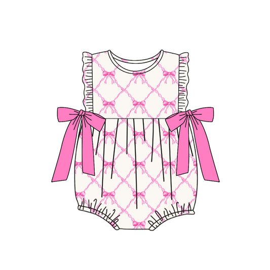 Baby Infant Girls Pink Bows Sleeveless Rompers preorder