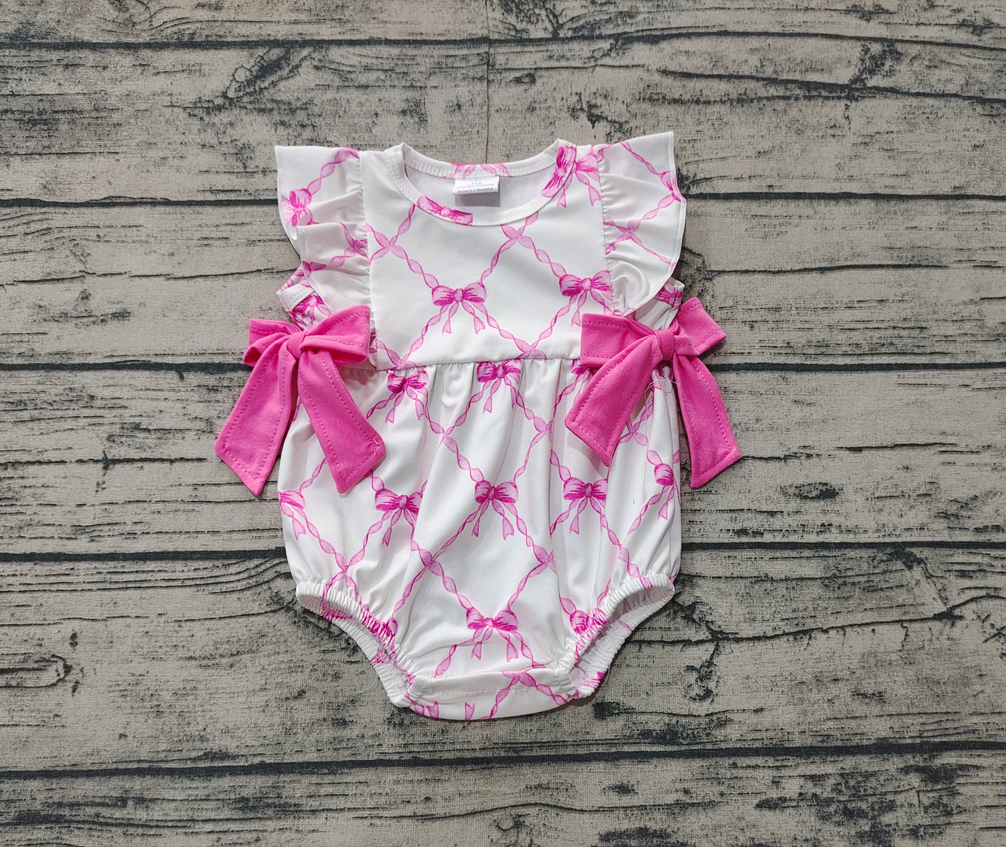 Baby Infant Girls Pink Bows Sleeveless Rompers preorder