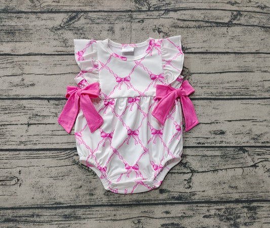 Baby Infant Girls Pink Bows Sleeveless Rompers