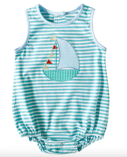 Baby Infant Boys Stripes Boat Sleeveless Rompers preorder