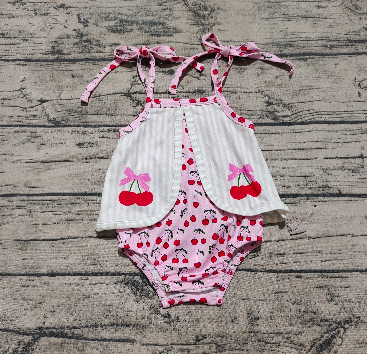 Baby Infant Girls Cute Cherry Straps Rompers