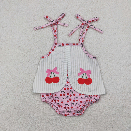 Baby Infant Girls Cute Cherry Straps Rompers