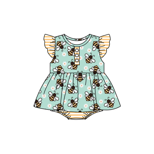 Baby Infant Girls Honey Bee Bummie Rompers preorder