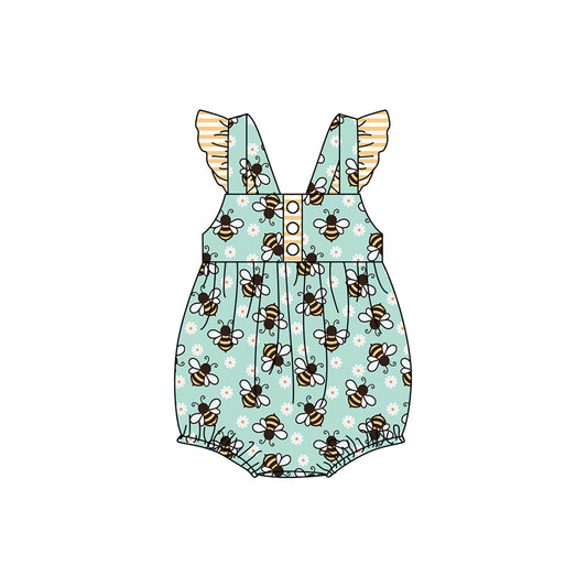 Baby Infant Girls Honey Bee Flutter Sleeve Rompers preorder