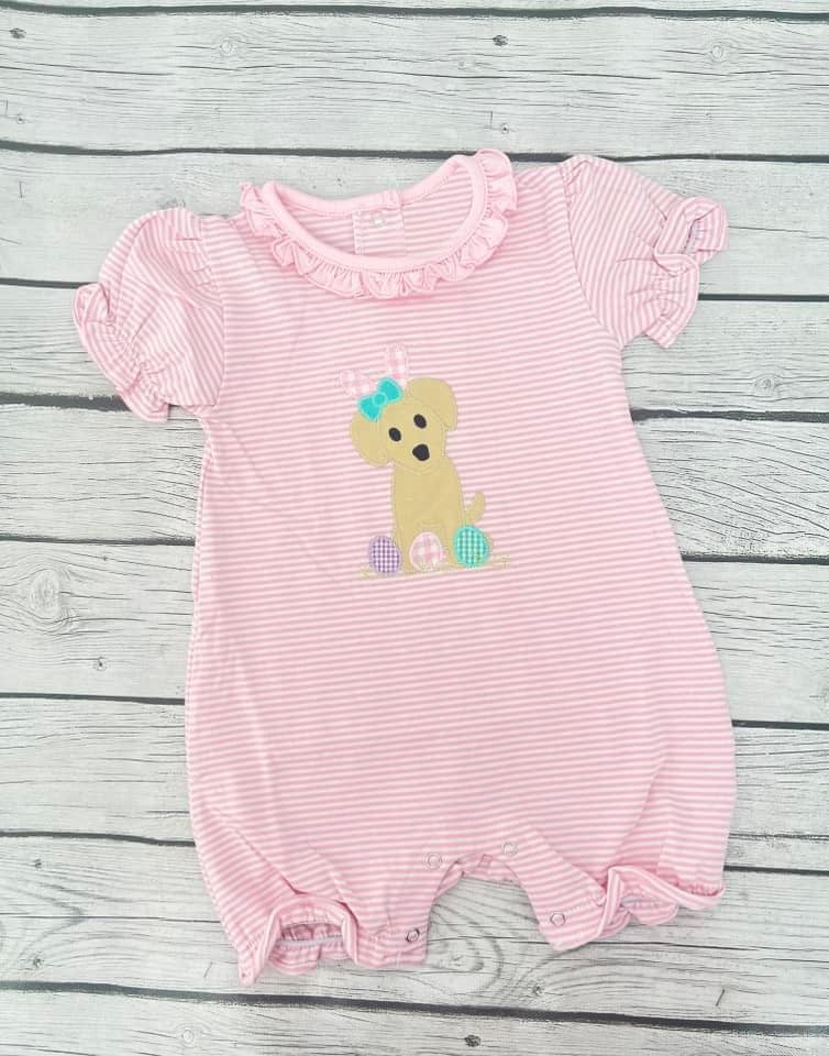 Baby Infant Girls Easter Dogs Eggs Rompers preorder