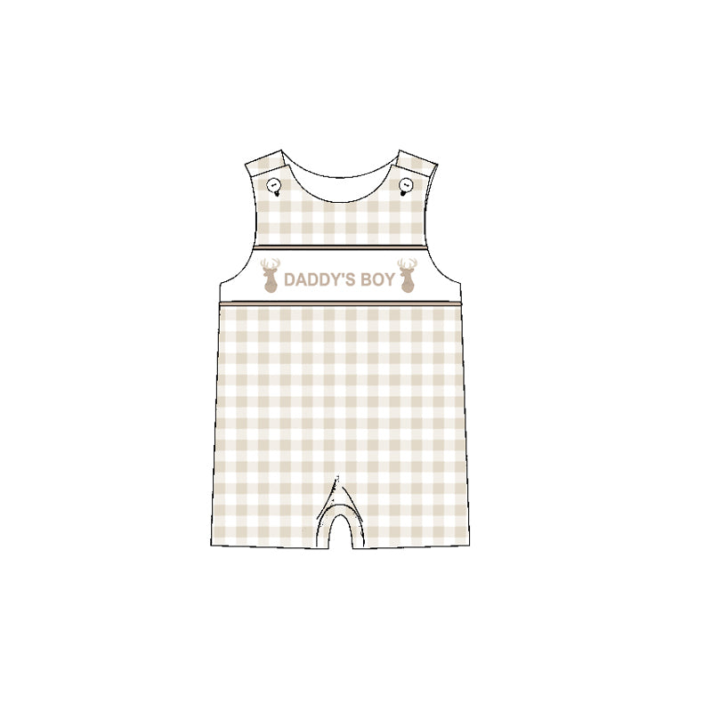 Baby Infant  Daddy's Boy Deers Checkered Rompers preorder