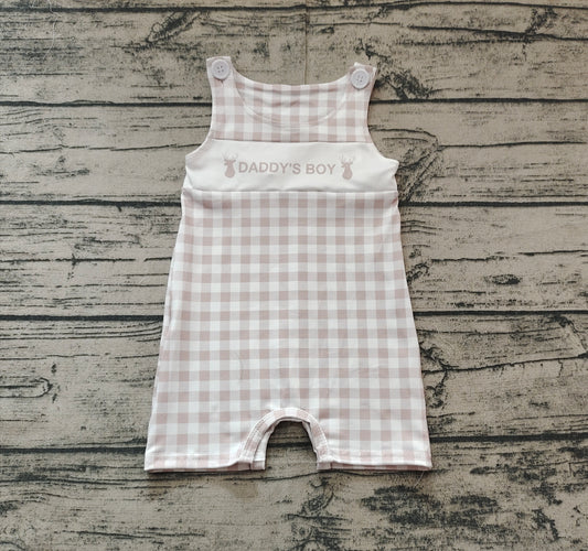 Baby Infant  Daddy's Boy Deers Checkered Rompers preorder