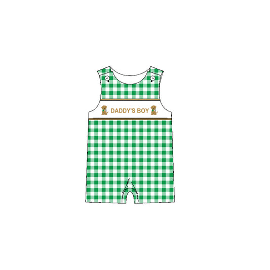 Baby Infant  Daddy's Boy Dogs Checkered Rompers preorder