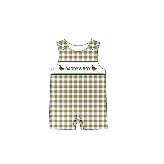 Baby Infant  Daddy's Boy Ducks Checkered Rompers preorder