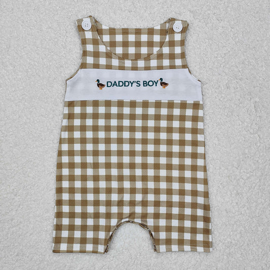 Baby Infant  Daddy's Boy Ducks Checkered Rompers